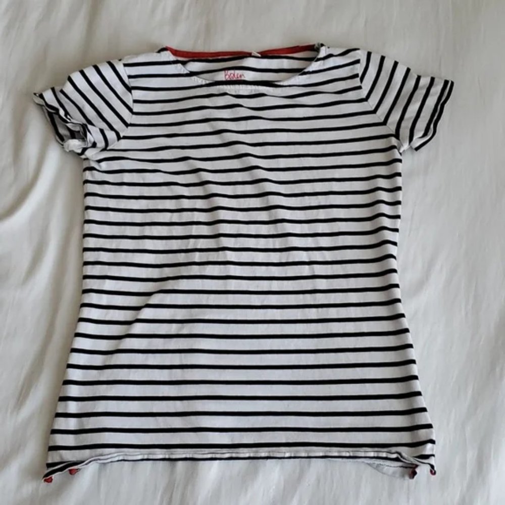 Boden Black White Striped Tee Shirt